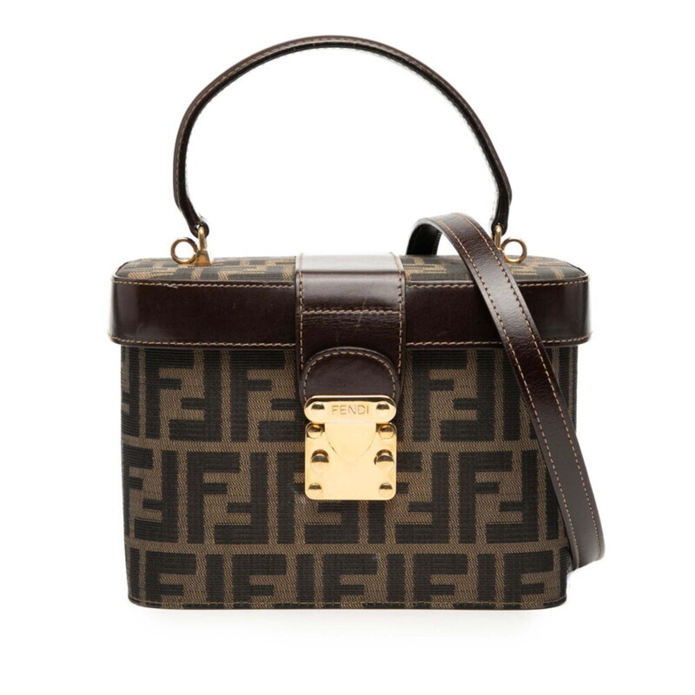 Fendi Zucca shoulder bag vanity brown canvas leather